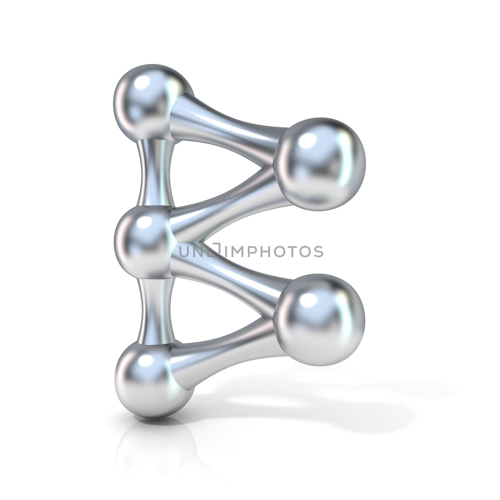 Molecular font collection letter - B. 3D render illustration, isolated on white background