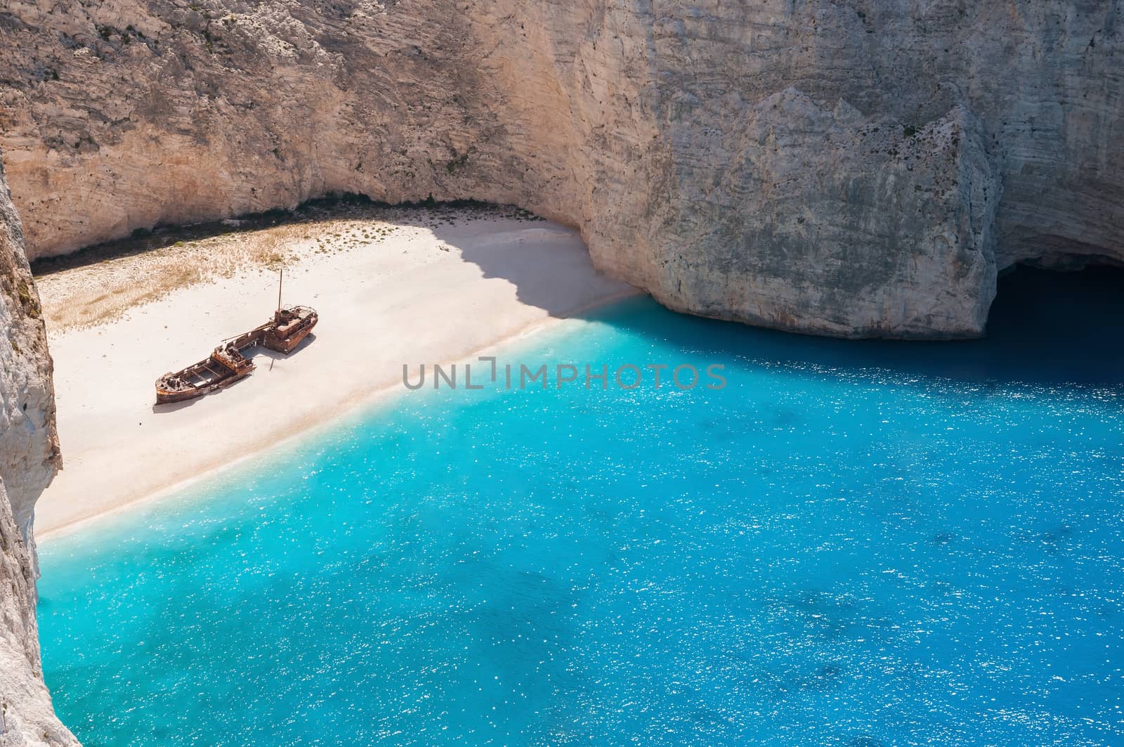 View of empty Navagio Beach by mkos83