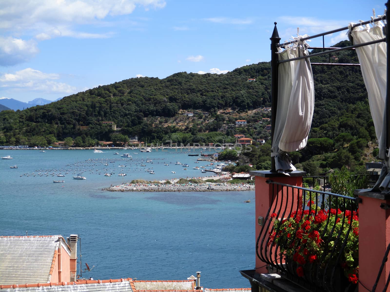 view of the coast and sea around Portovenere, Liguria, Italy