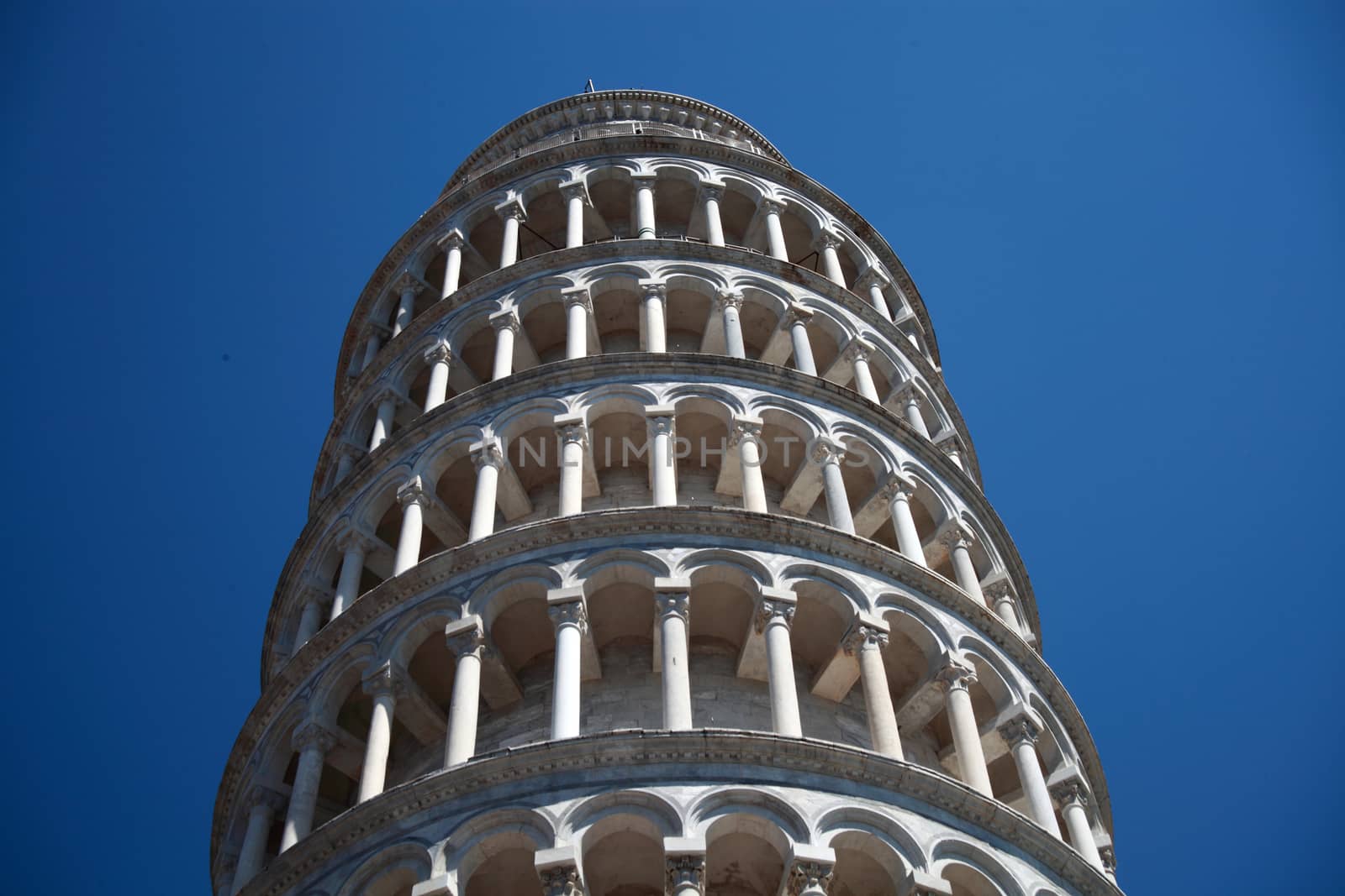 shooting from the bottom of the Leaning Tower of Pisa, Tuscany, Italy