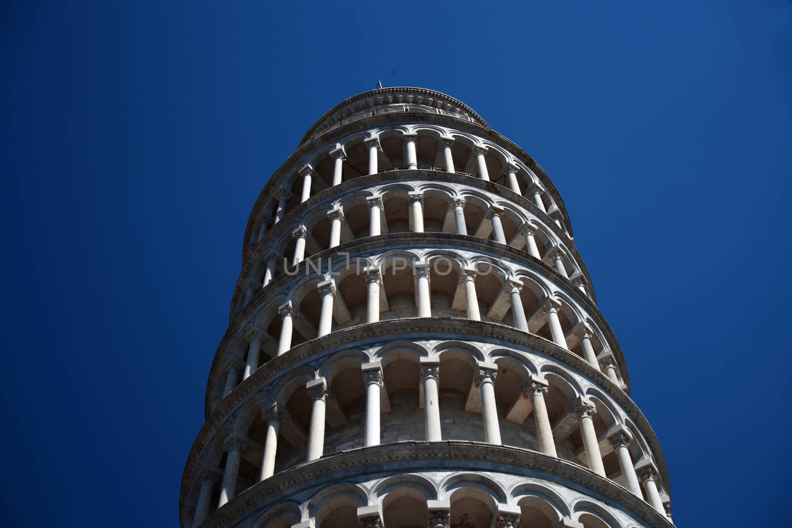 shooting from the bottom of the Leaning Tower of Pisa, Tuscany, Italy