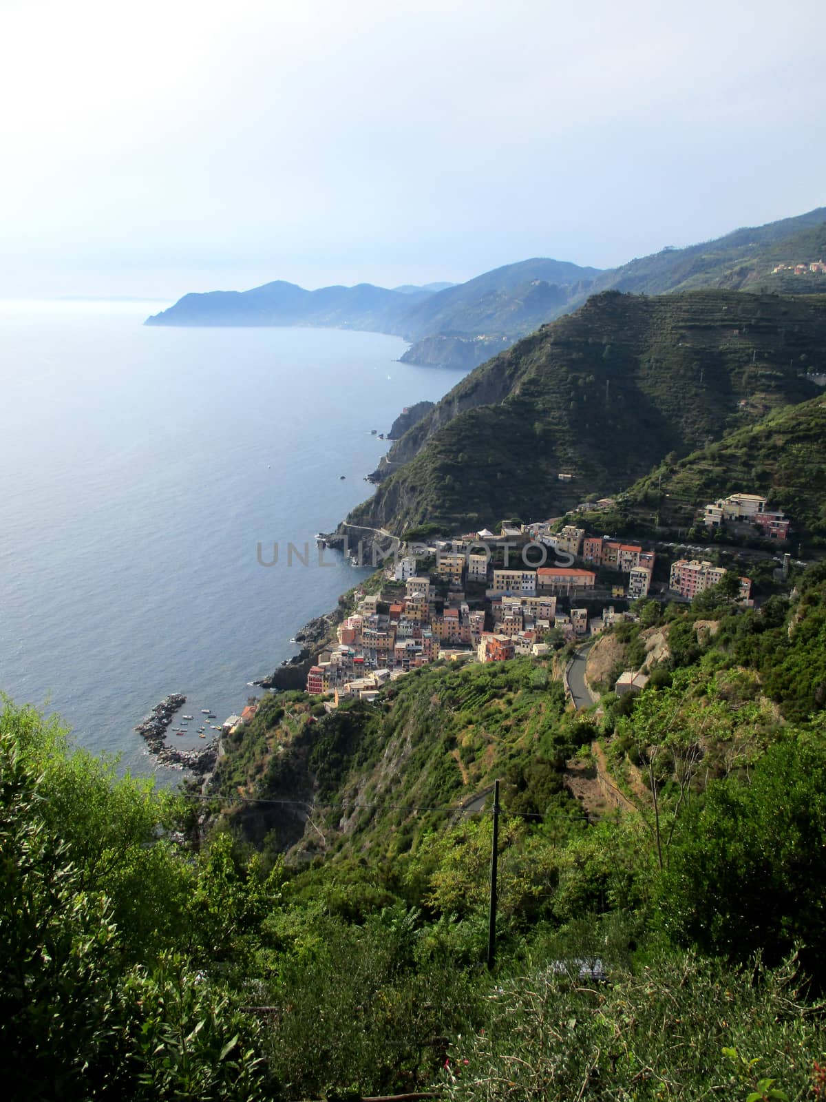 top view of Riomaggiore, 5 terre, Italy