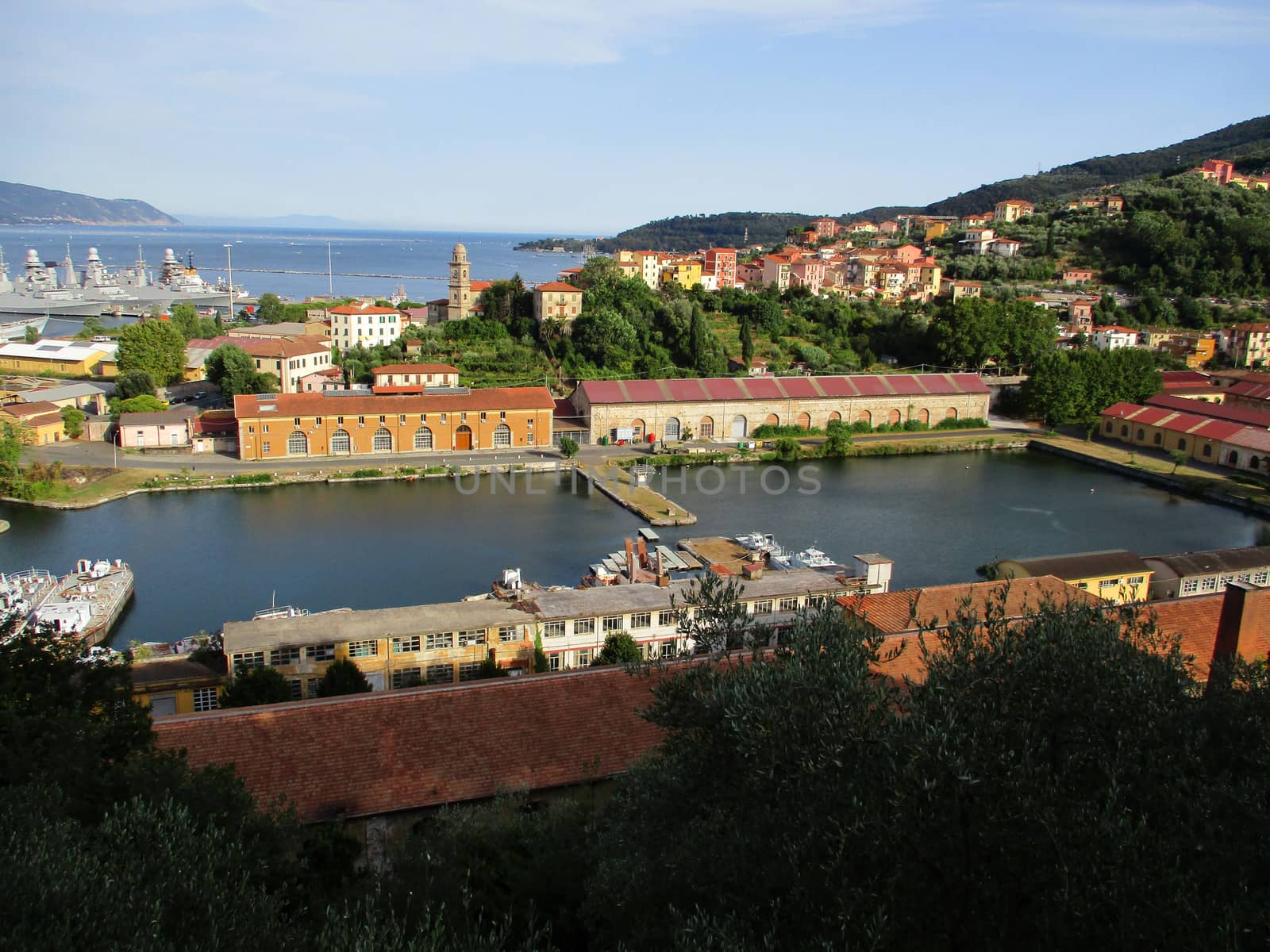 top view of the gulf of La Spezia, Liguria, Italy