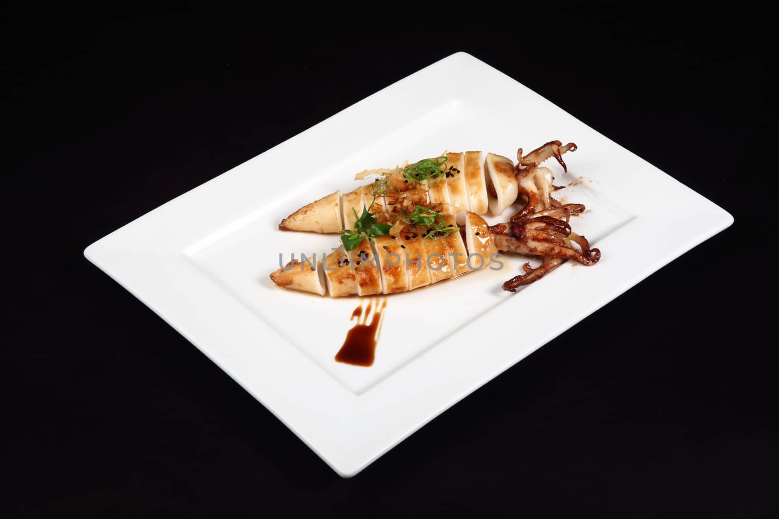 grilled squid with decoration by diecidodici