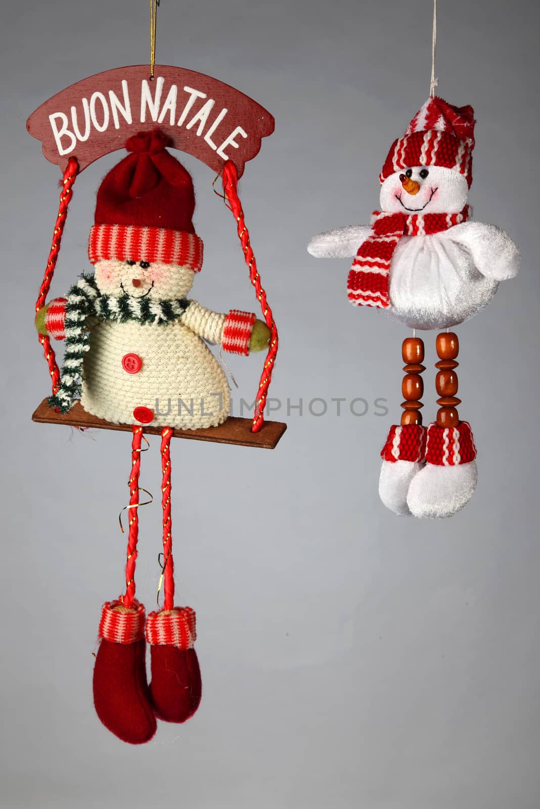 Christmas decorations to hang on the Christmas tree on a white background