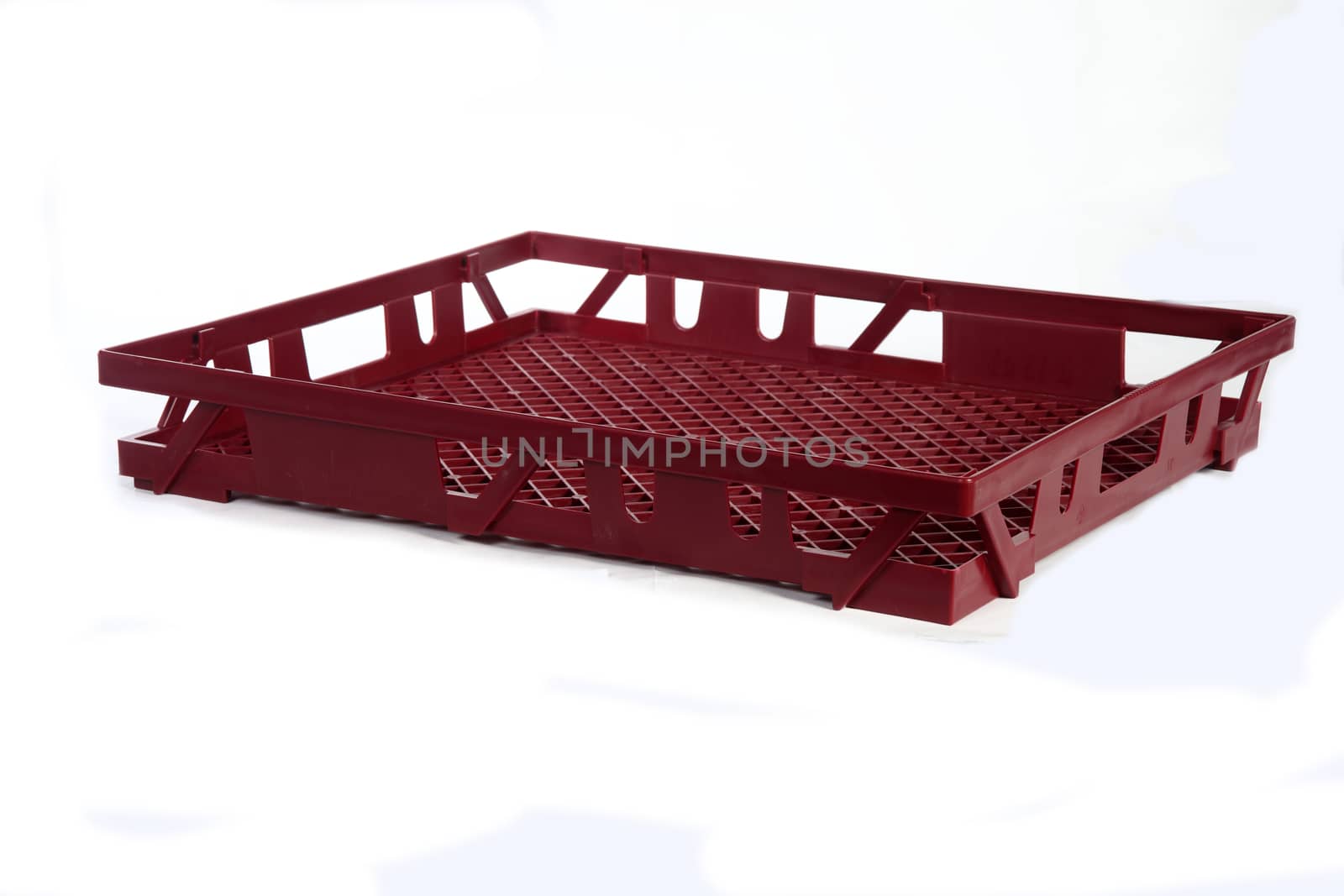 plastic crate for transport and preservation foods on white background