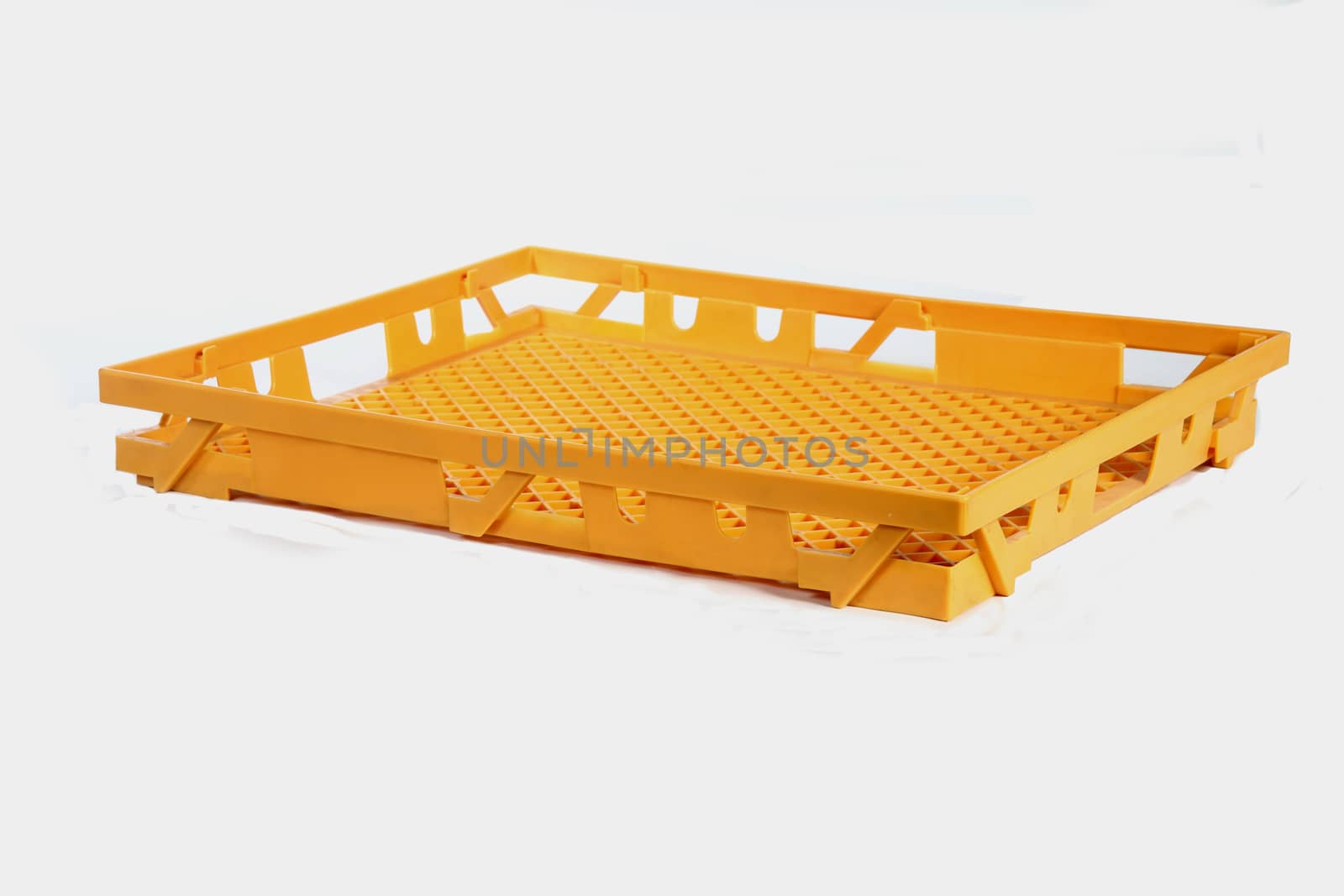 plastic crate for transport and preservation foods on white background