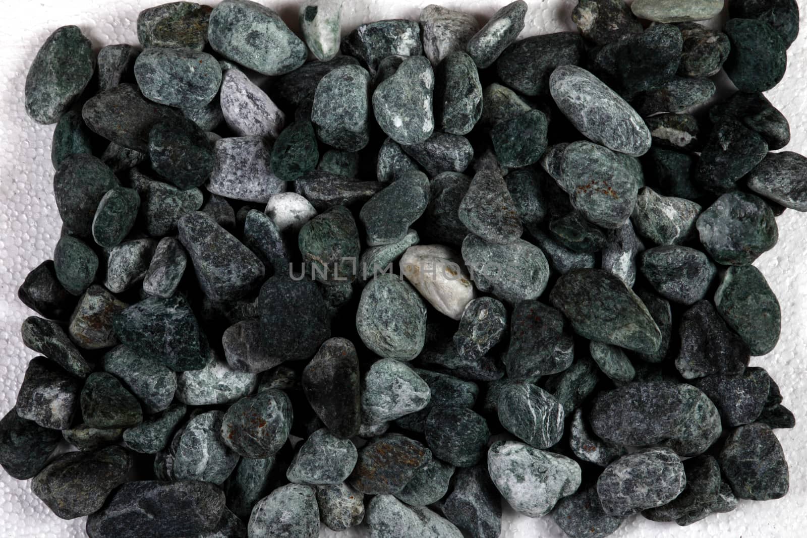 Group of small green stones for decoration engineering