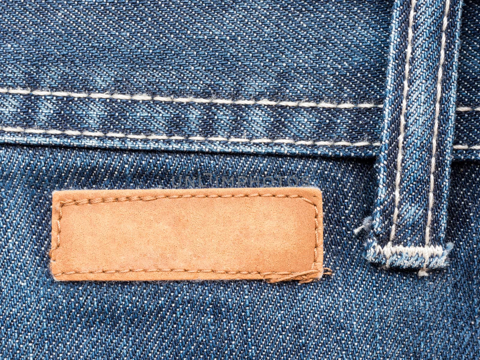 close up of jeans label with copy space
