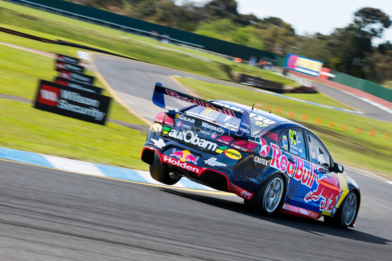 MELBOURNE/AUSTRALIA - SEPTEMBER 17, 2016: Red Bull Racing Driver Shan Van Gisbergen in qualifying session for the Sandown 500 'Retro' Endurance race at Sandown raceway.