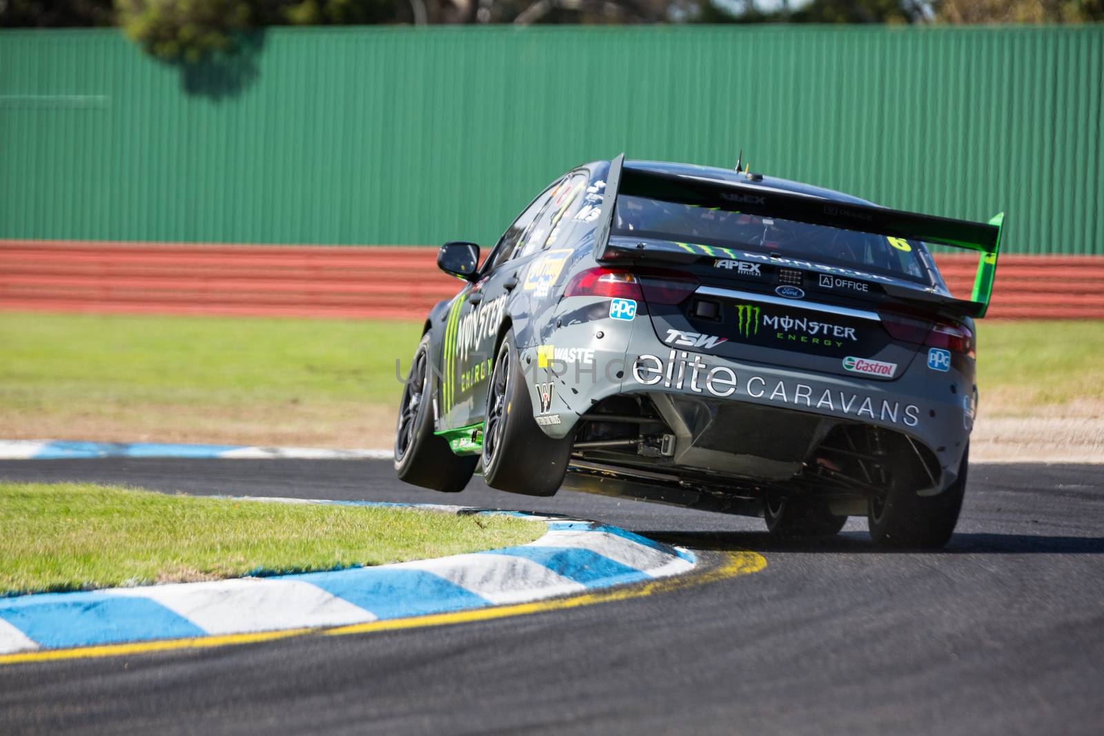 MELBOURNE/AUSTRALIA - SEPTEMBER 17, 2016: Monster Energy Racing driver Cameron Waters (6) in qualifying session for the Sandown 500 'Retro' Endurance race at Sandown raceway.