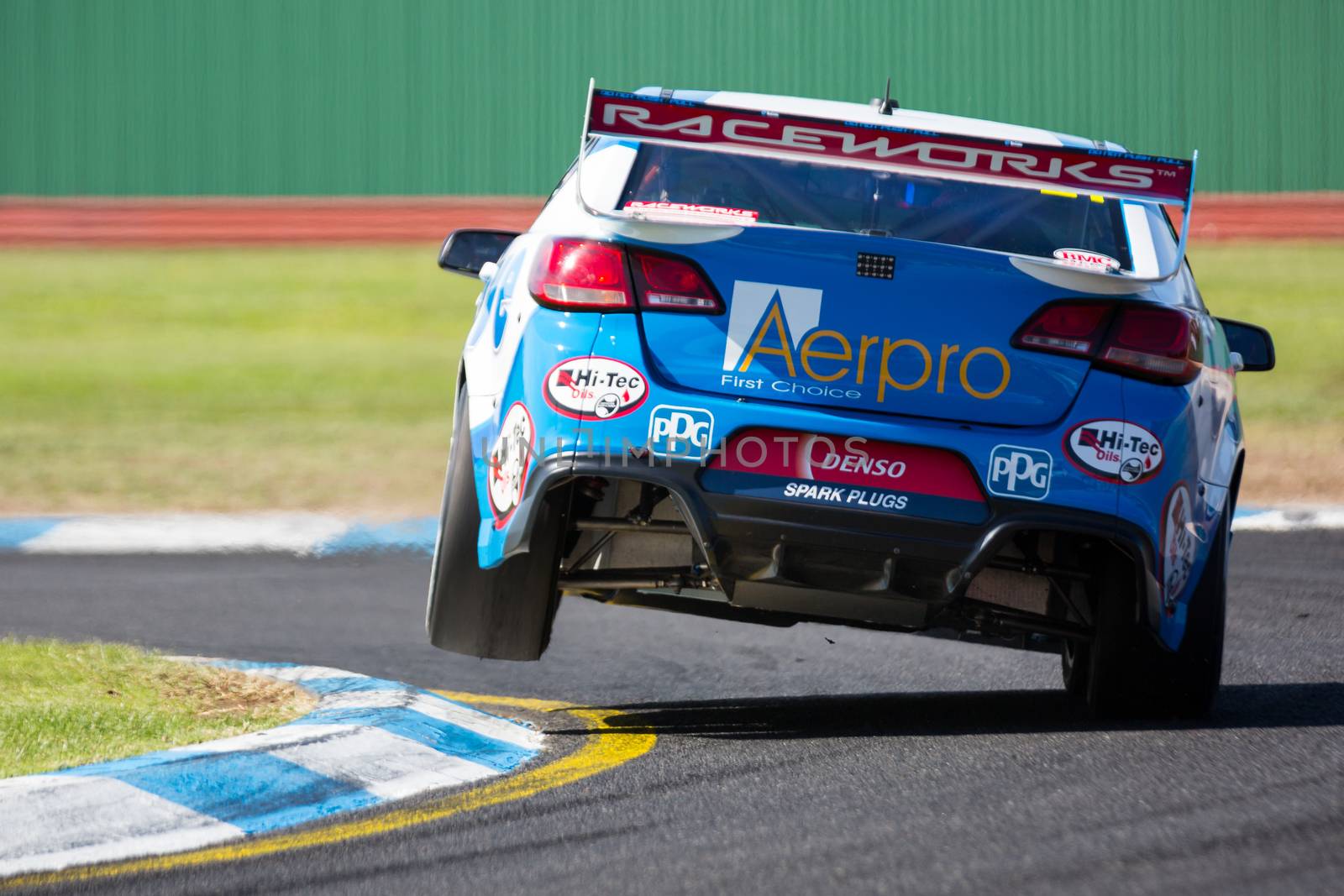 MELBOURNE/AUSTRALIA - SEPTEMBER 17, 2016: Supercars in qualifying session for the Sandown 500 'Retro' Endurance race at Sandown raceway.