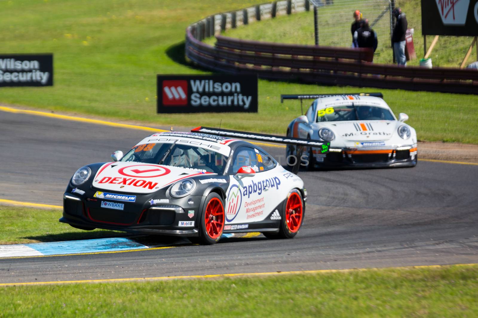 MELBOURNE/AUSTRALIA - SEPTEMBER 17, 2016: Porsche Cup cars in qualifying sessions for the Sandown 500 'Retro' Endurance race at Sandown raceway.