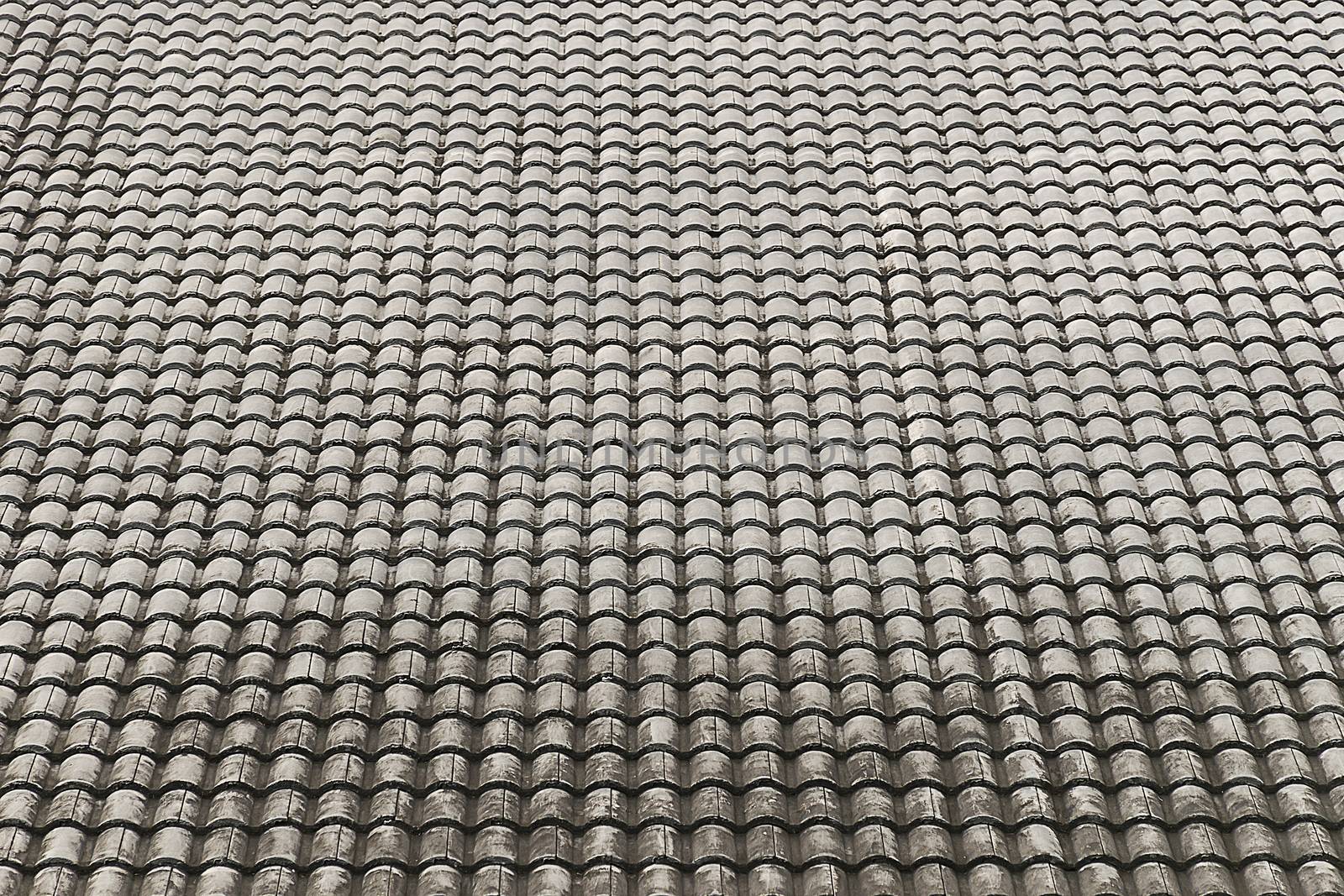 Close up roof tiles texture with blue sky background.