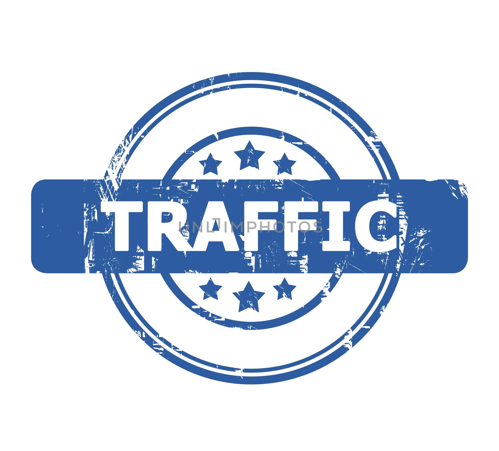 Traffic Stamp with stars isolated on a white background.