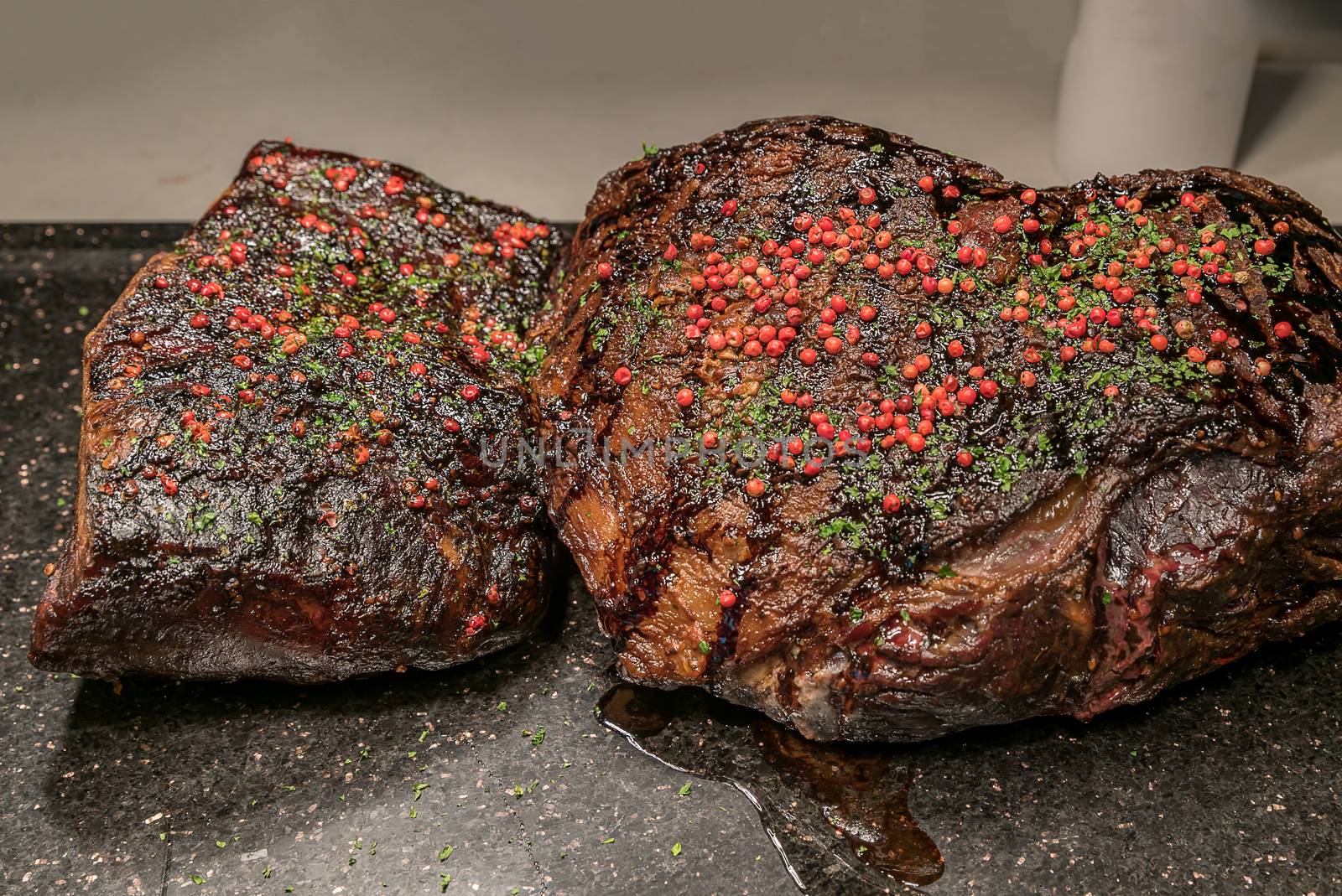 Carving of Wagyu beef roast