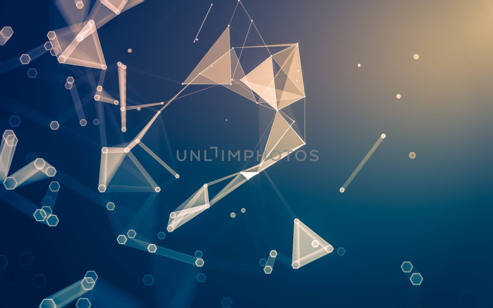 Abstract polygonal space low poly dark background with connecting dots and lines. Connection structure. 3d rendering