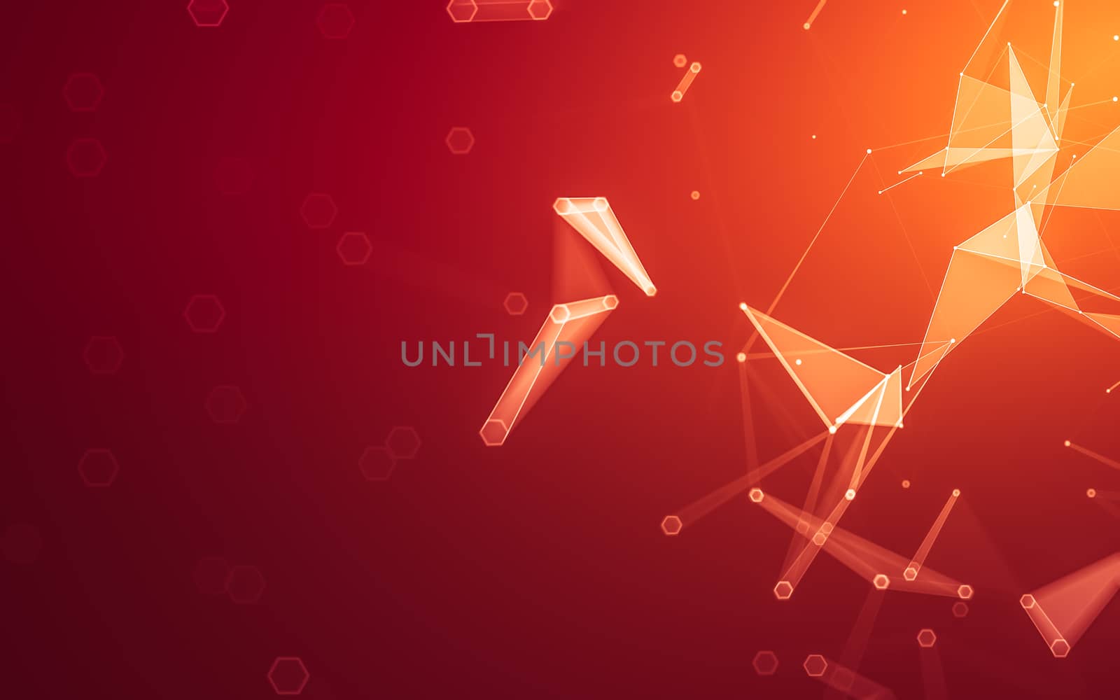 Abstract polygonal space low poly dark background with connecting dots and lines. Connection structure. 3d rendering