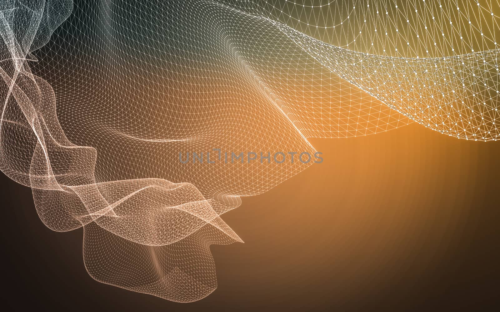 Abstract polygonal space low poly dark background with connecting dots and lines. Connection structure. 3d rendering