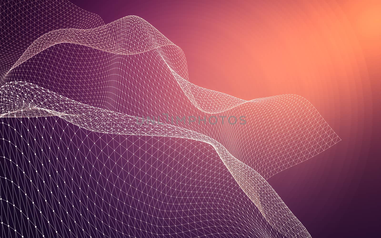 Abstract polygonal space low poly dark background with connecting dots and lines. Connection structure. 3d rendering