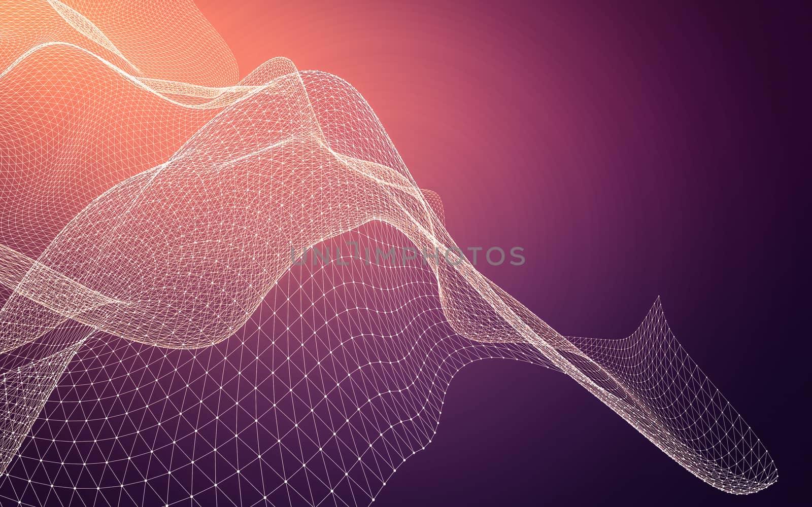 Abstract polygonal space low poly dark background with connecting dots and lines. Connection structure. 3d rendering