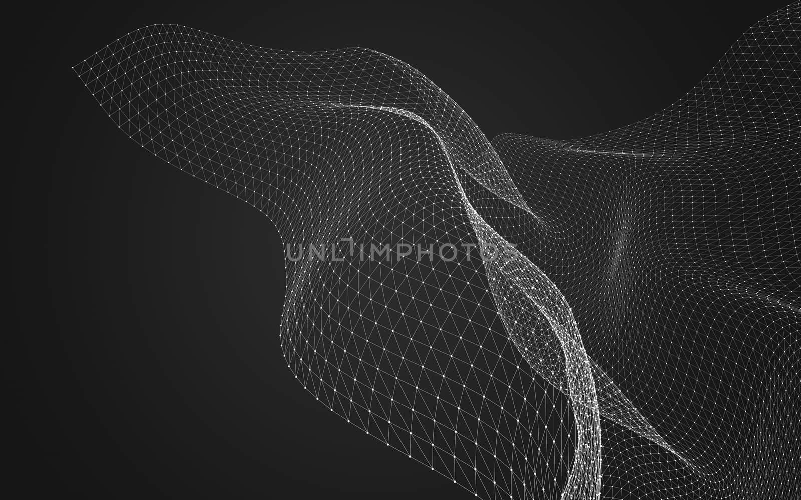 Abstract polygonal space low poly dark background with connecting dots and lines. Connection structure. 3d rendering