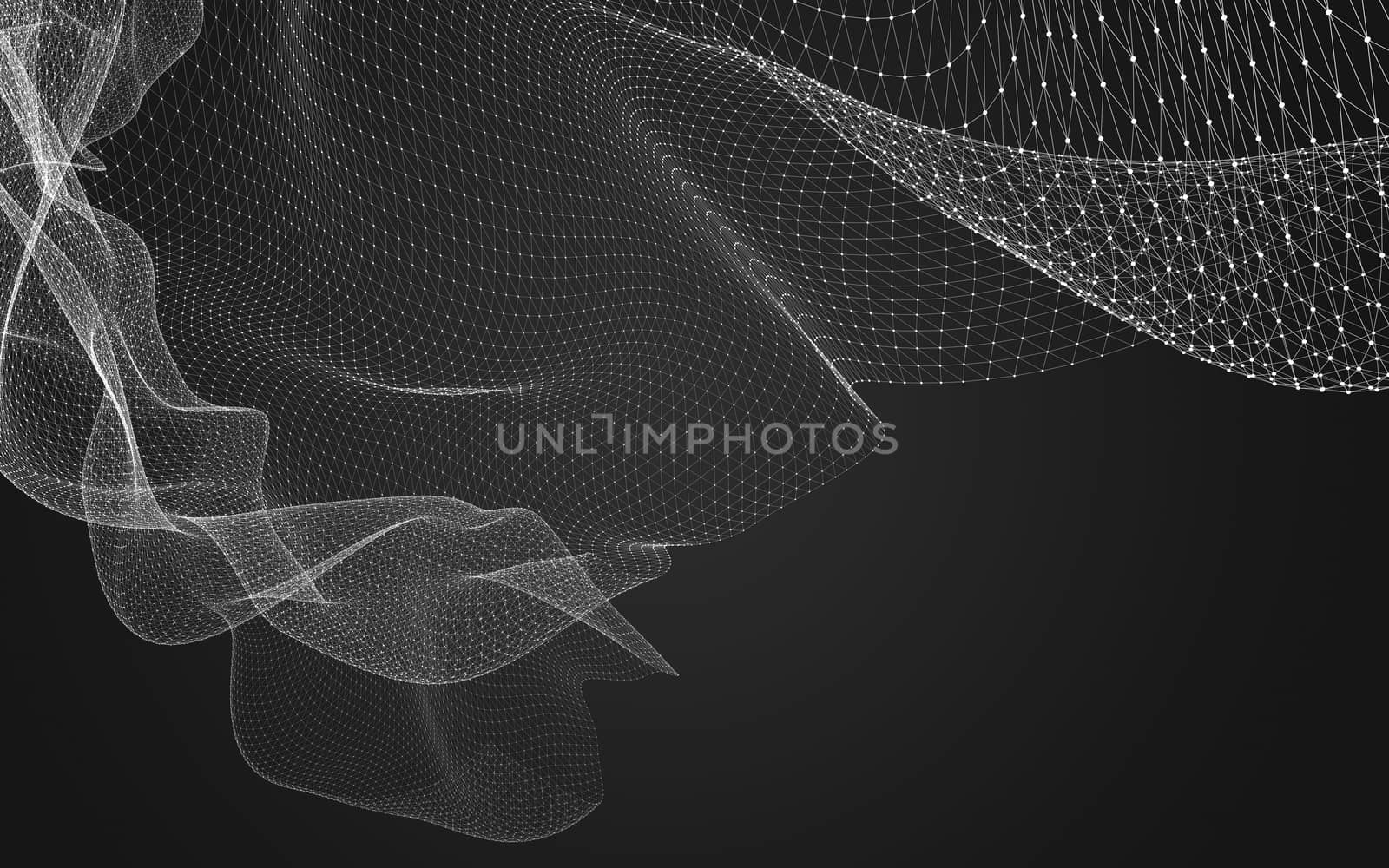 Abstract polygonal space low poly dark background with connecting dots and lines. Connection structure. 3d rendering