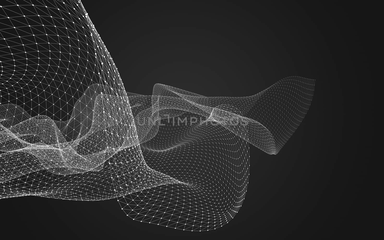 Abstract polygonal space low poly dark background with connecting dots and lines. Connection structure. 3d rendering