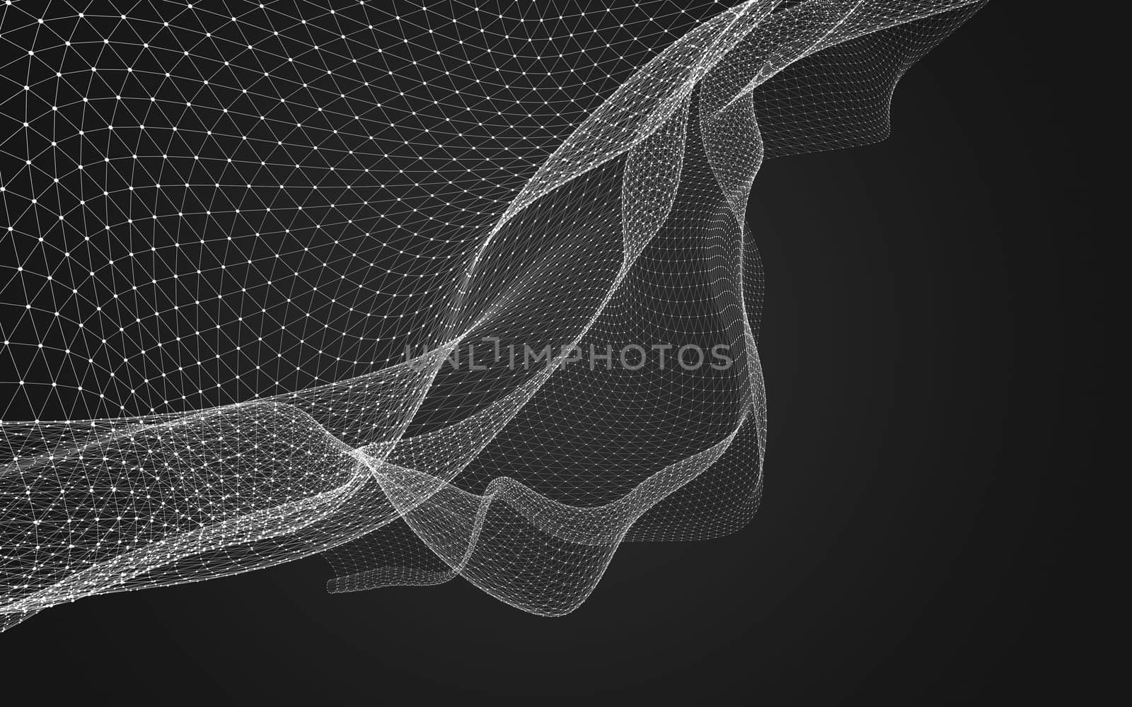 Abstract polygonal space low poly dark background with connecting dots and lines. Connection structure. 3d rendering