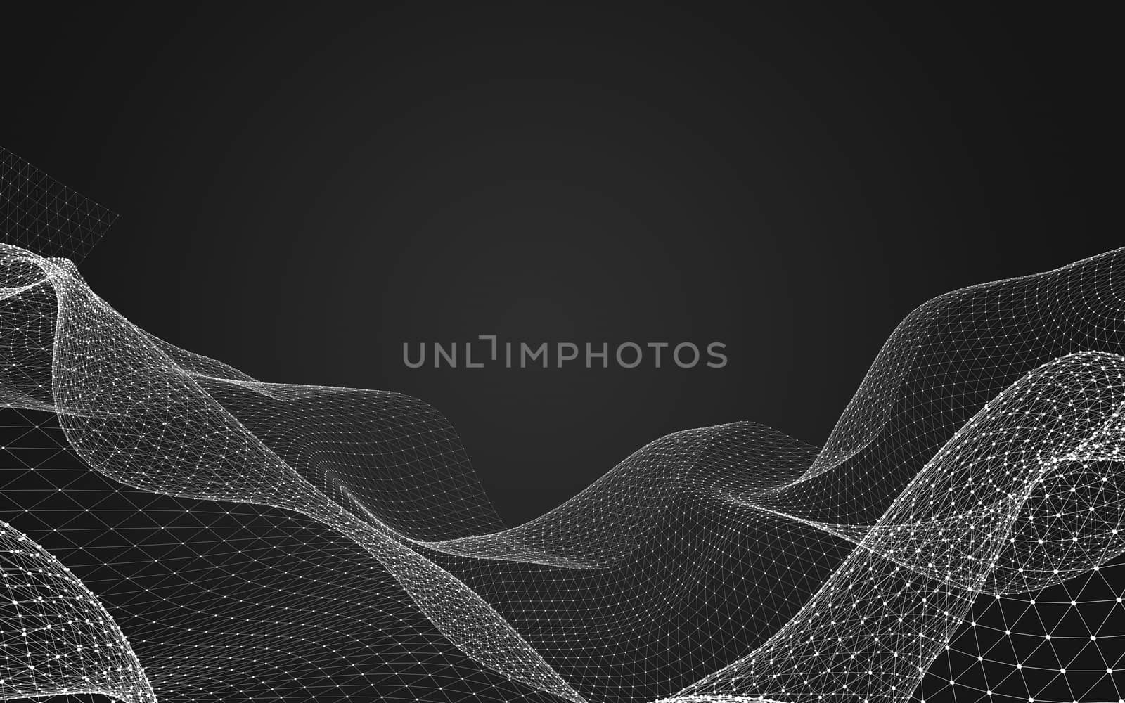 Abstract polygonal space low poly dark background with connecting dots and lines. Connection structure. 3d rendering