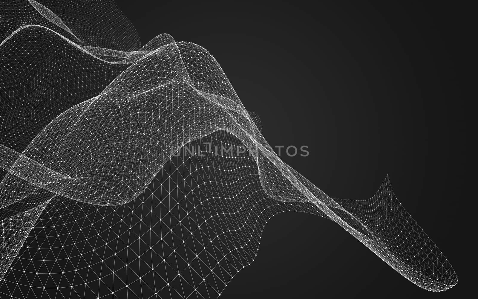 Abstract polygonal space low poly dark background with connecting dots and lines. Connection structure. 3d rendering