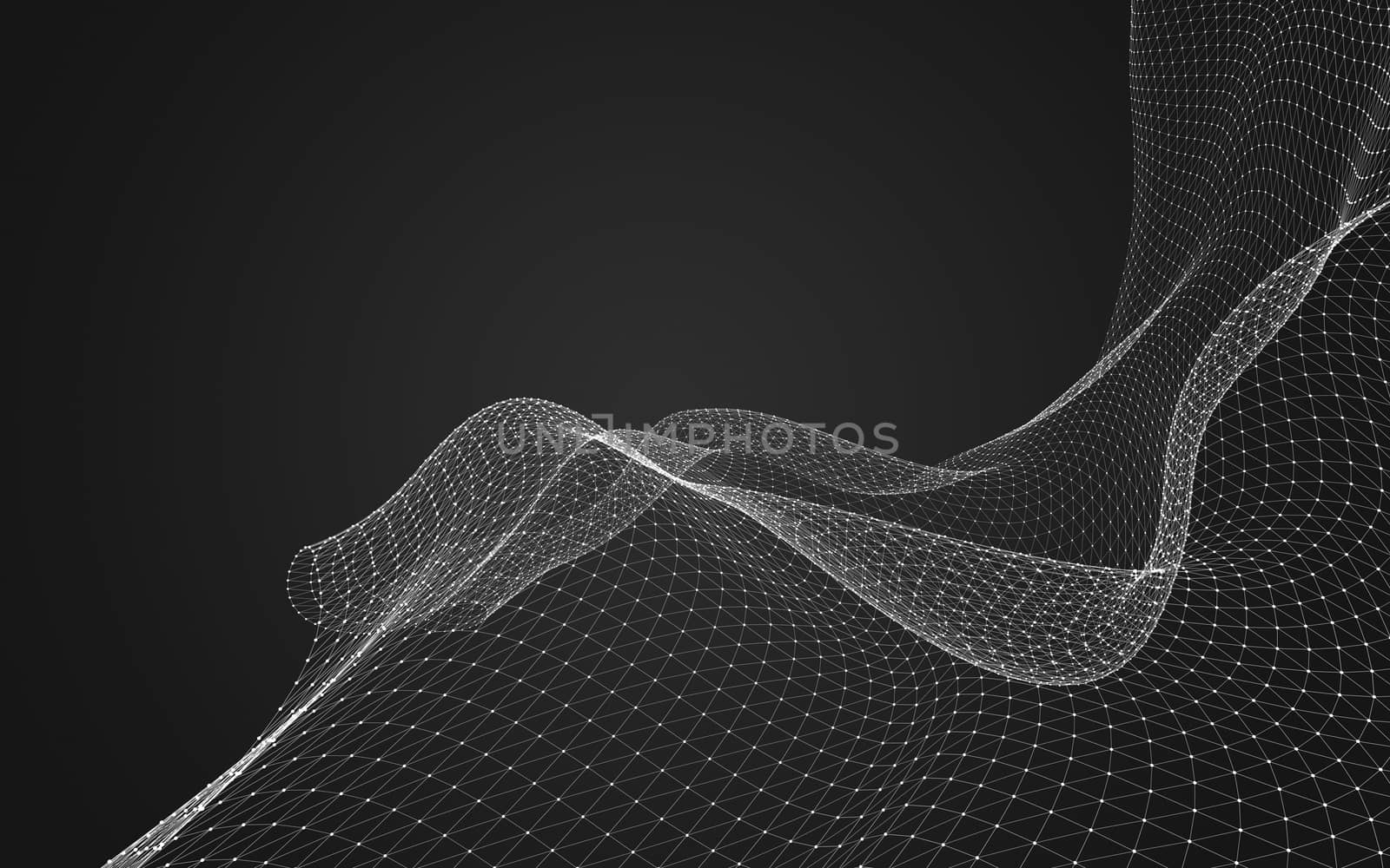 Abstract polygonal space low poly dark background with connecting dots and lines. Connection structure. 3d rendering