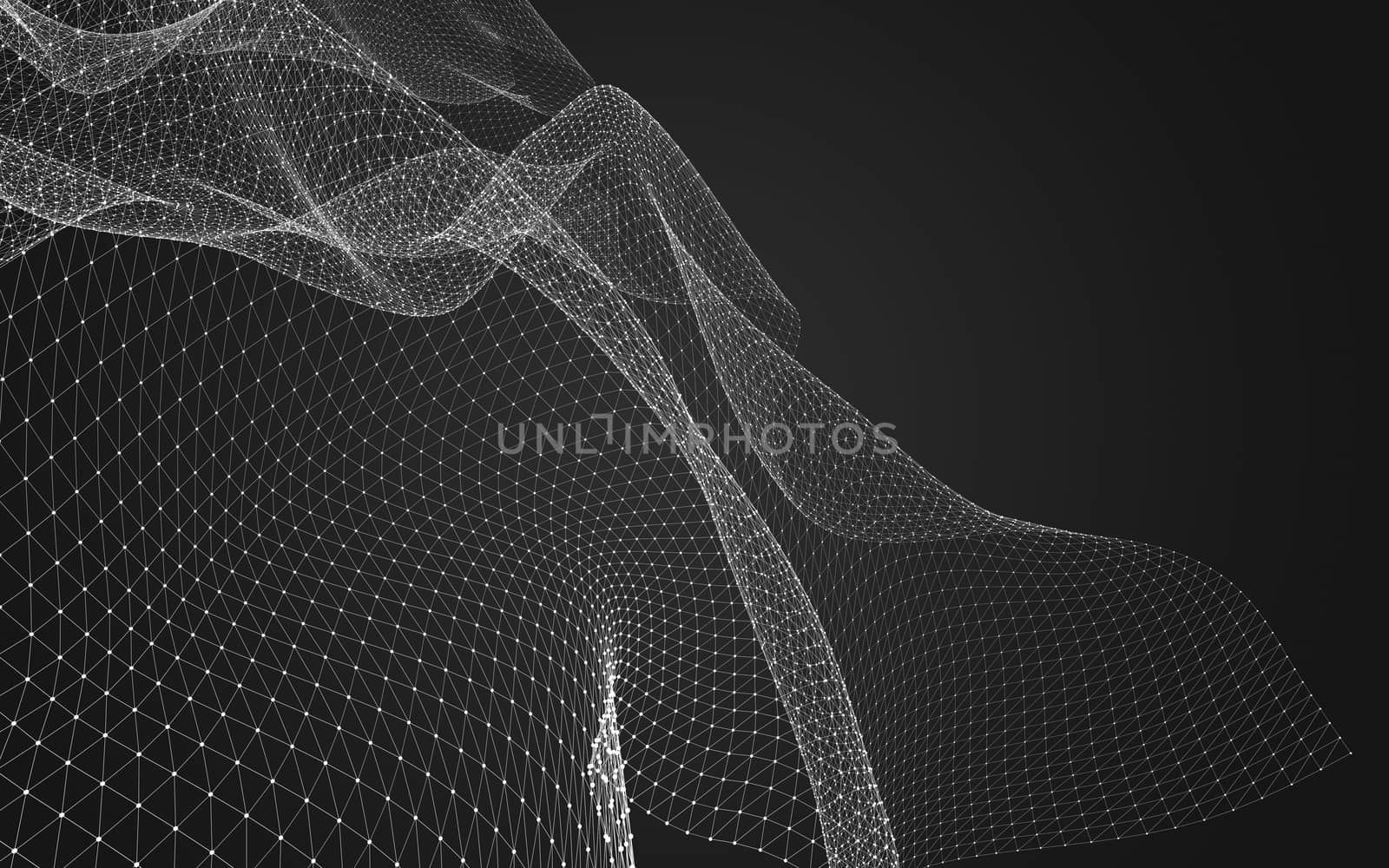 Abstract polygonal space low poly dark background with connecting dots and lines. Connection structure. 3d rendering