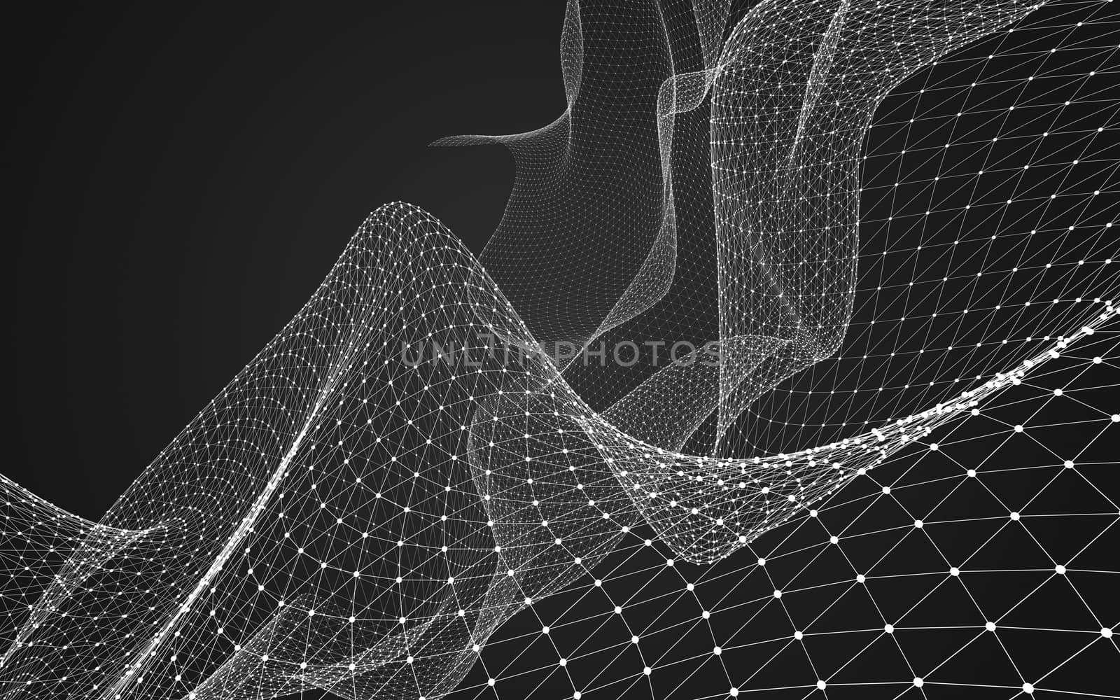 Abstract polygonal space low poly dark background with connecting dots and lines. Connection structure. 3d rendering