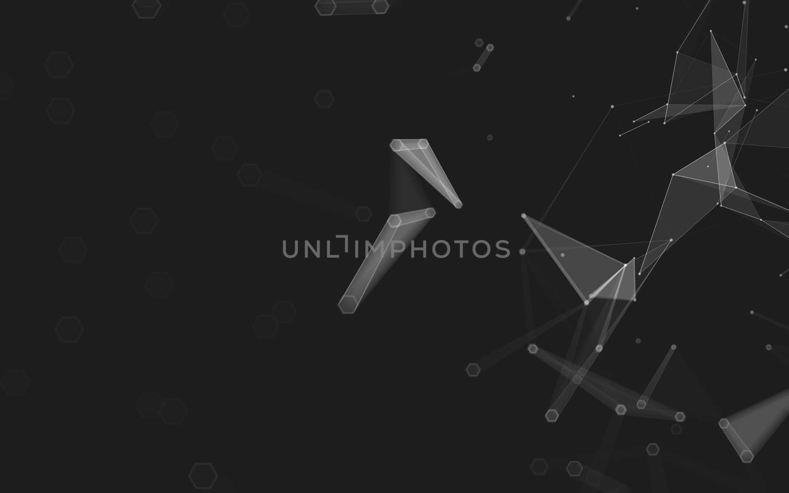 Abstract polygonal space low poly dark background with connecting dots and lines. Connection structure. 3d rendering