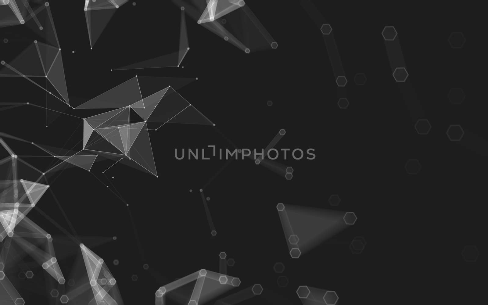 Abstract polygonal space low poly dark background with connecting dots and lines. Connection structure. 3d rendering