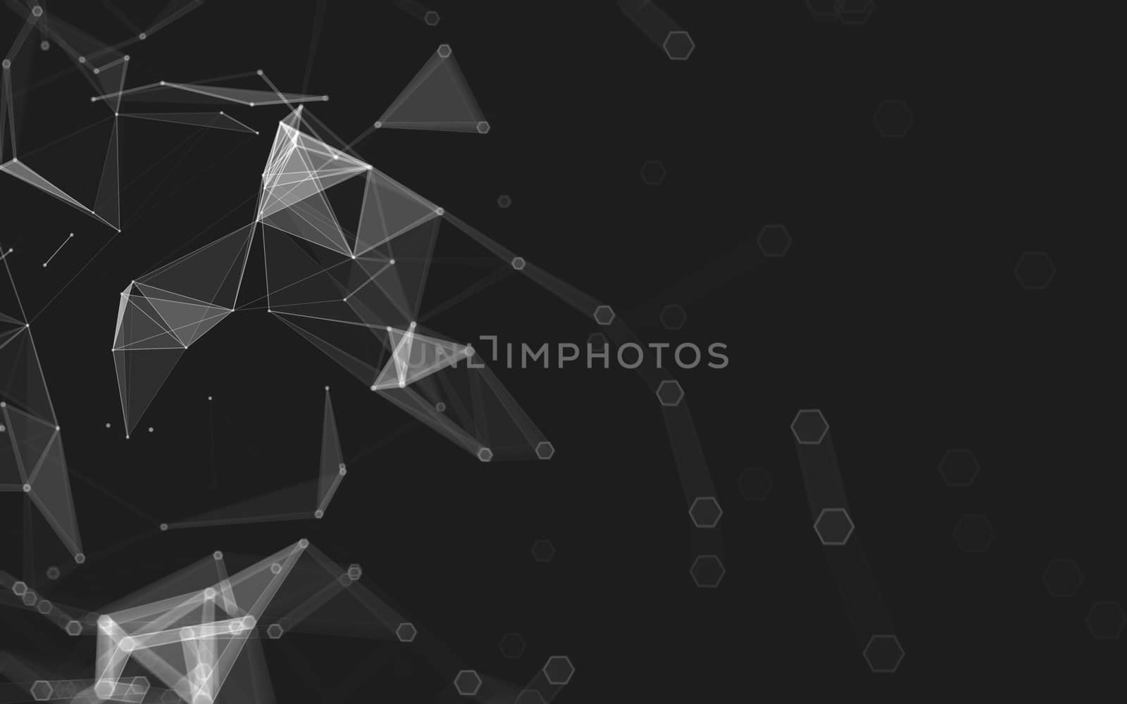 Abstract polygonal space low poly dark background with connecting dots and lines. Connection structure. 3d rendering