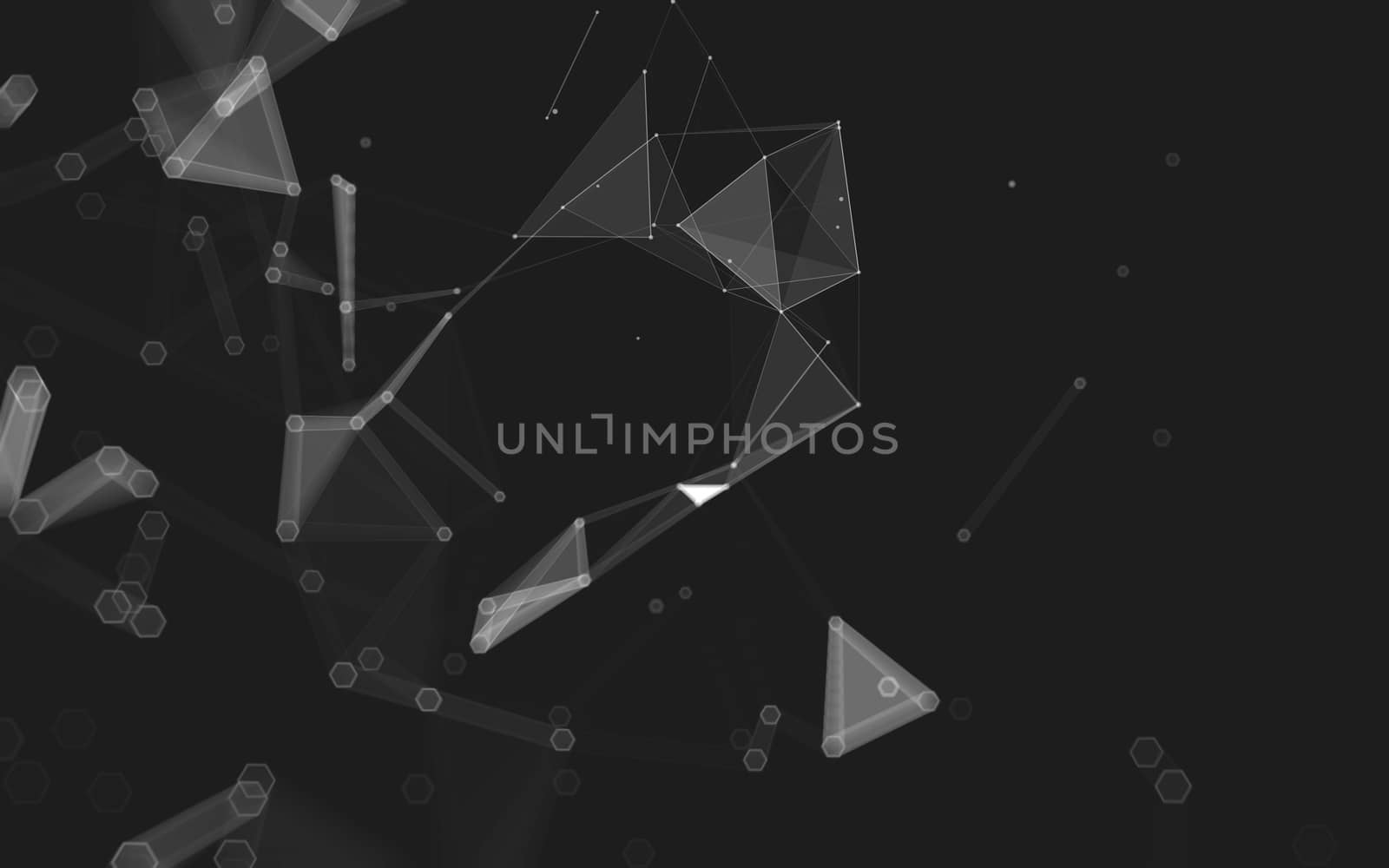 Abstract polygonal space low poly dark background with connecting dots and lines. Connection structure. 3d rendering