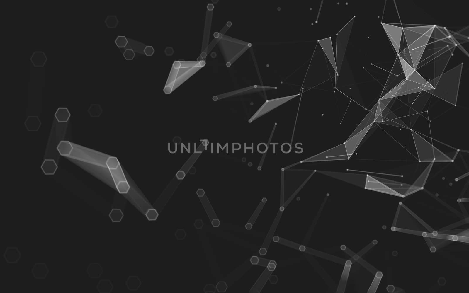 Abstract polygonal space low poly dark background with connecting dots and lines. Connection structure. 3d rendering