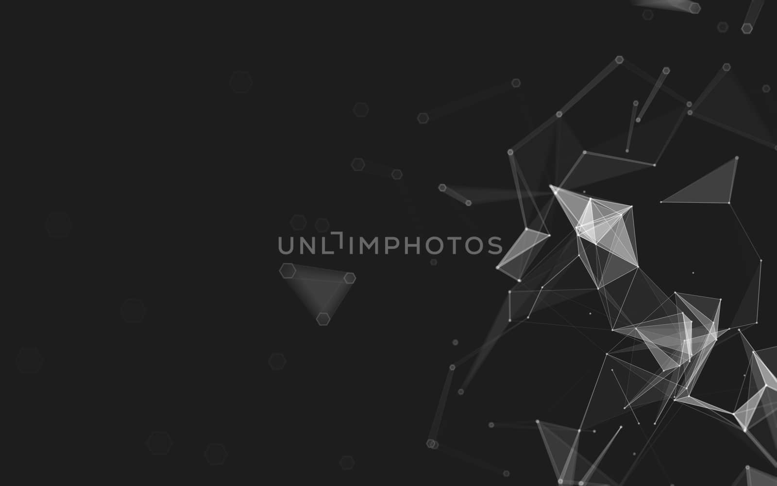 Abstract polygonal space low poly dark background with connecting dots and lines. Connection structure. 3d rendering