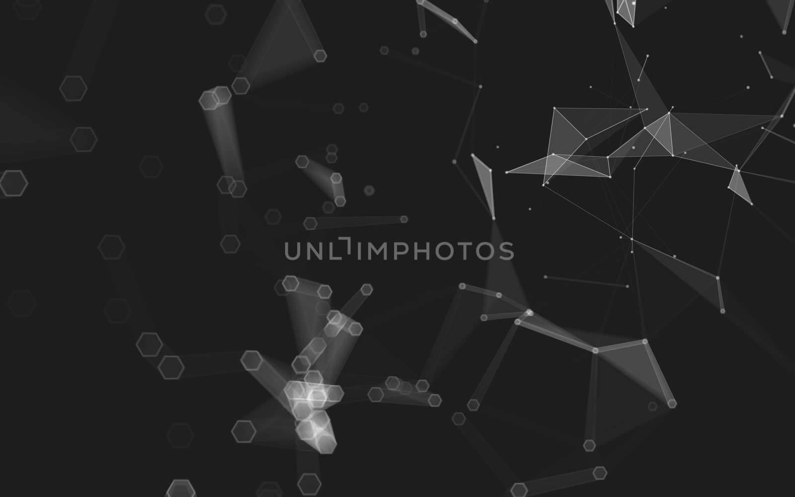 Abstract polygonal space low poly dark background with connecting dots and lines. Connection structure. 3d rendering