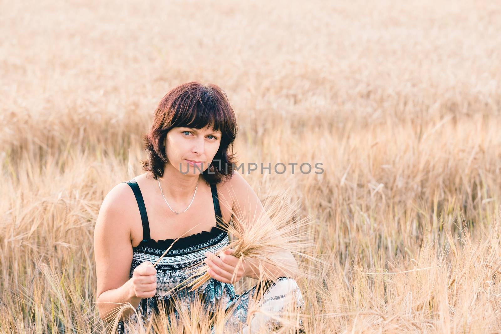 beauty woman in barley field by artush