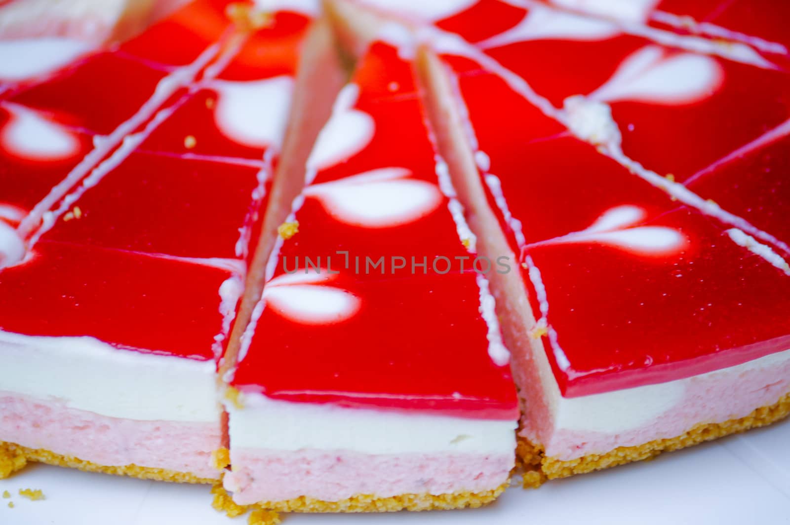 a Cheesecake New-York with Strawberries close up