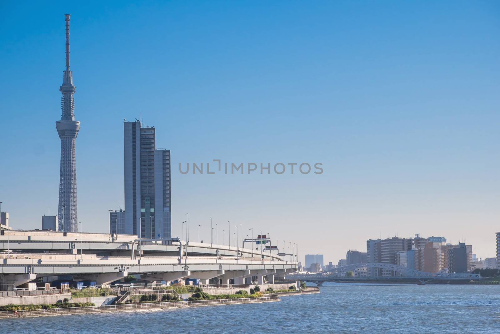 Tokyo sky tree with sumida river