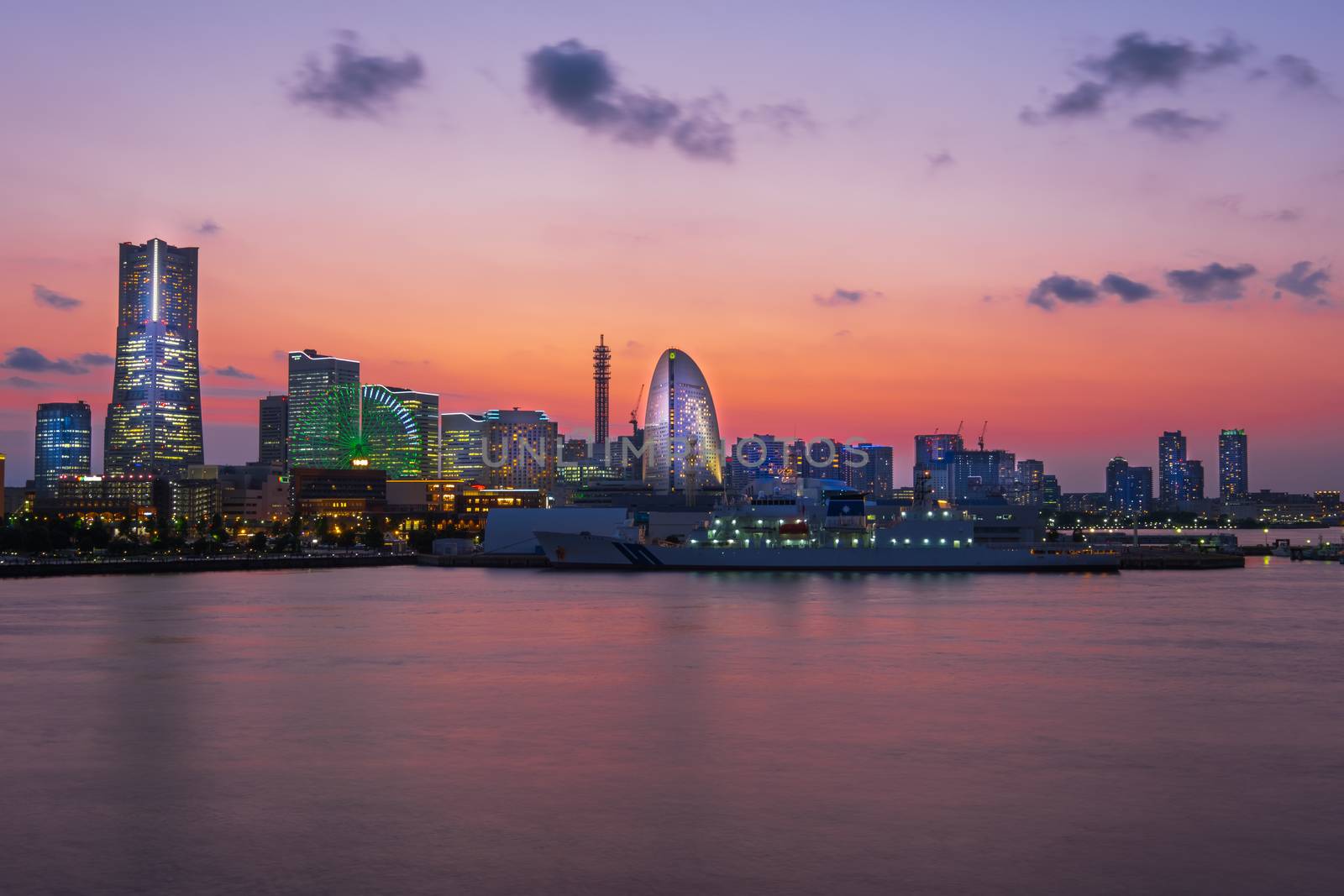 Yokohama city in Japan at night