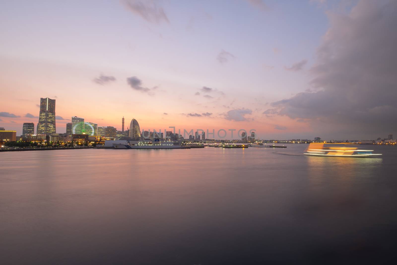 Yokohama city in Japan at night