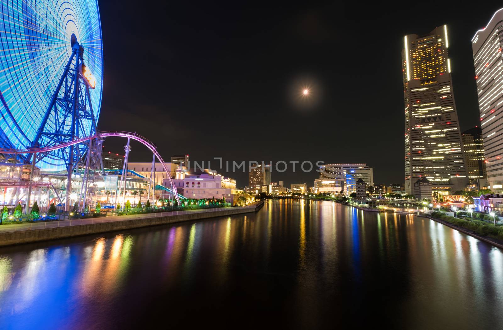 Yokohama Minatomirai 21 at night in Japan