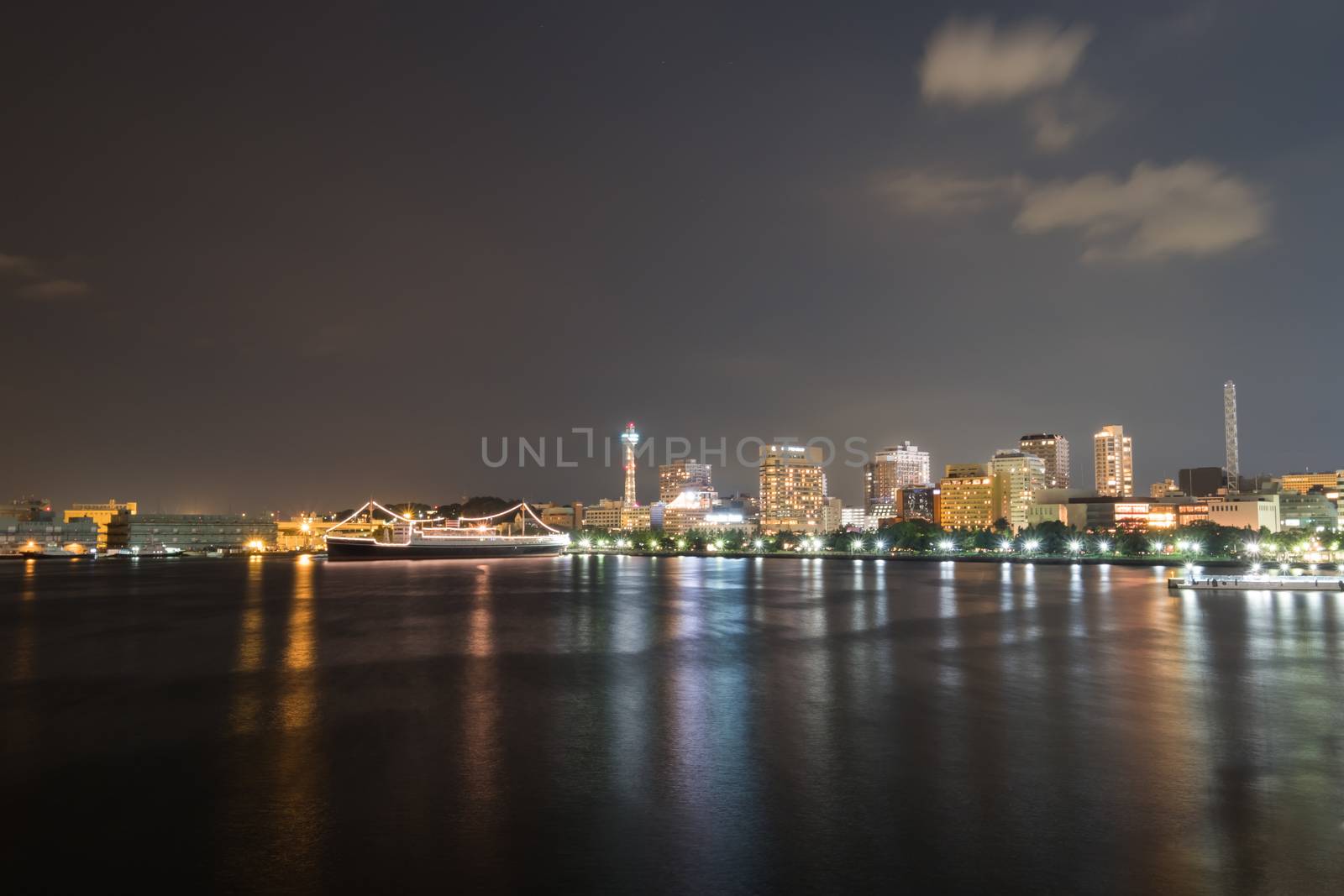 Yokohama city in Japan at night