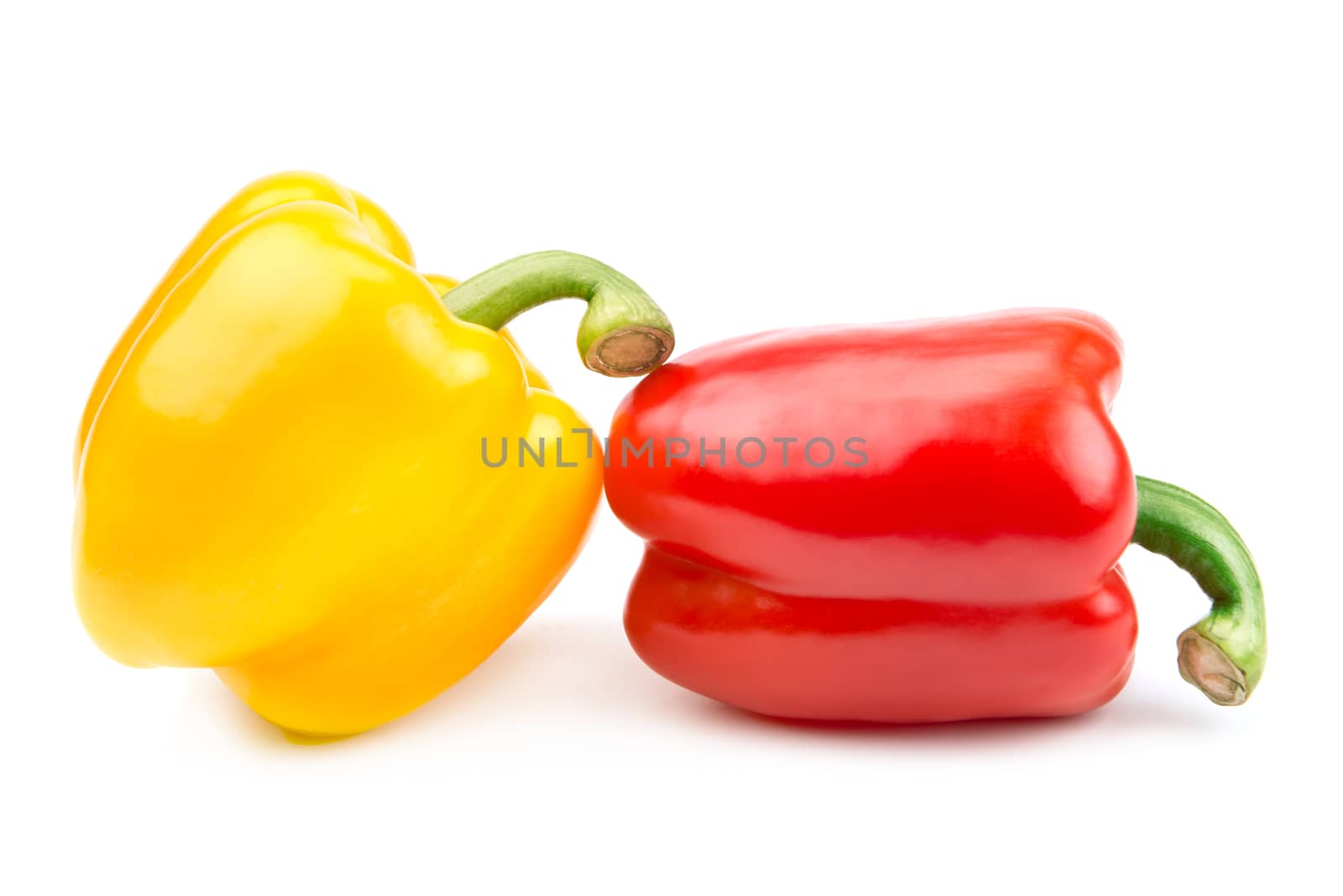 pepper yellow and red isolated on white background