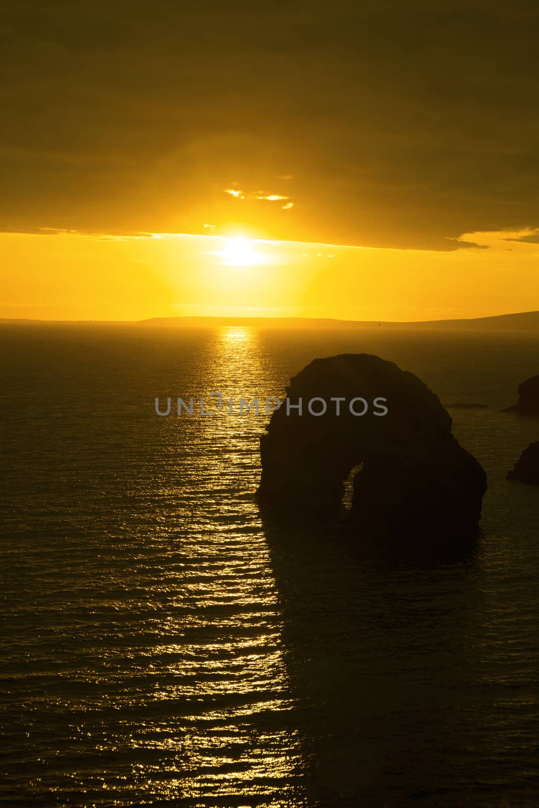 virgin rock sunset on the coastline of ballybunion county kerry ireland